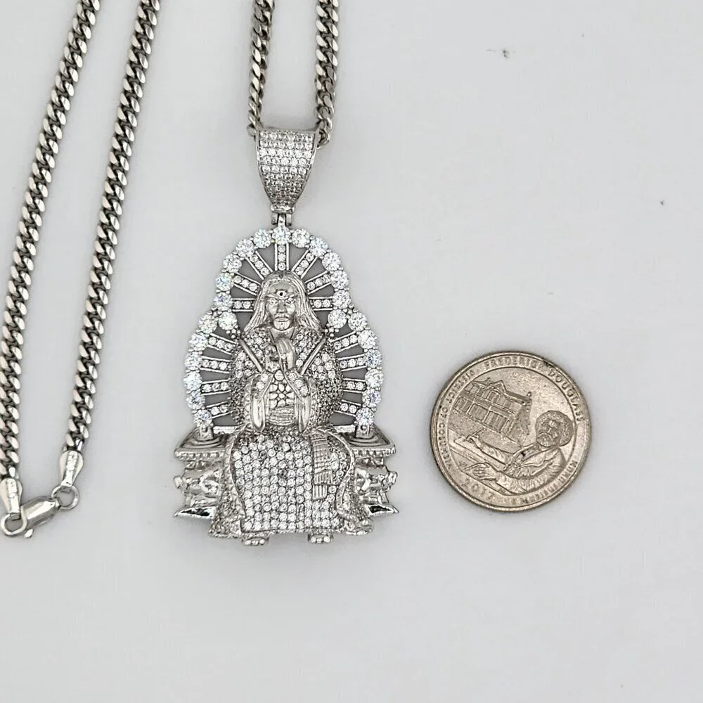 Brand New Sterling Silver 925 Jesus Christ Necklace
